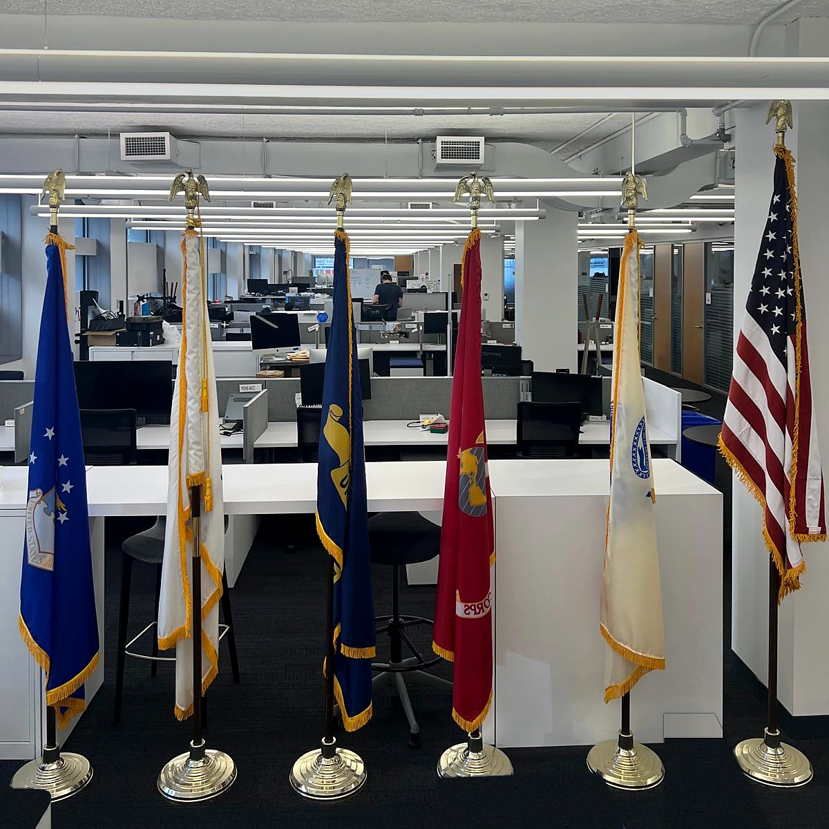 Banderas de EE. UU. en NYU Tandon Future Labs, Brooklyn